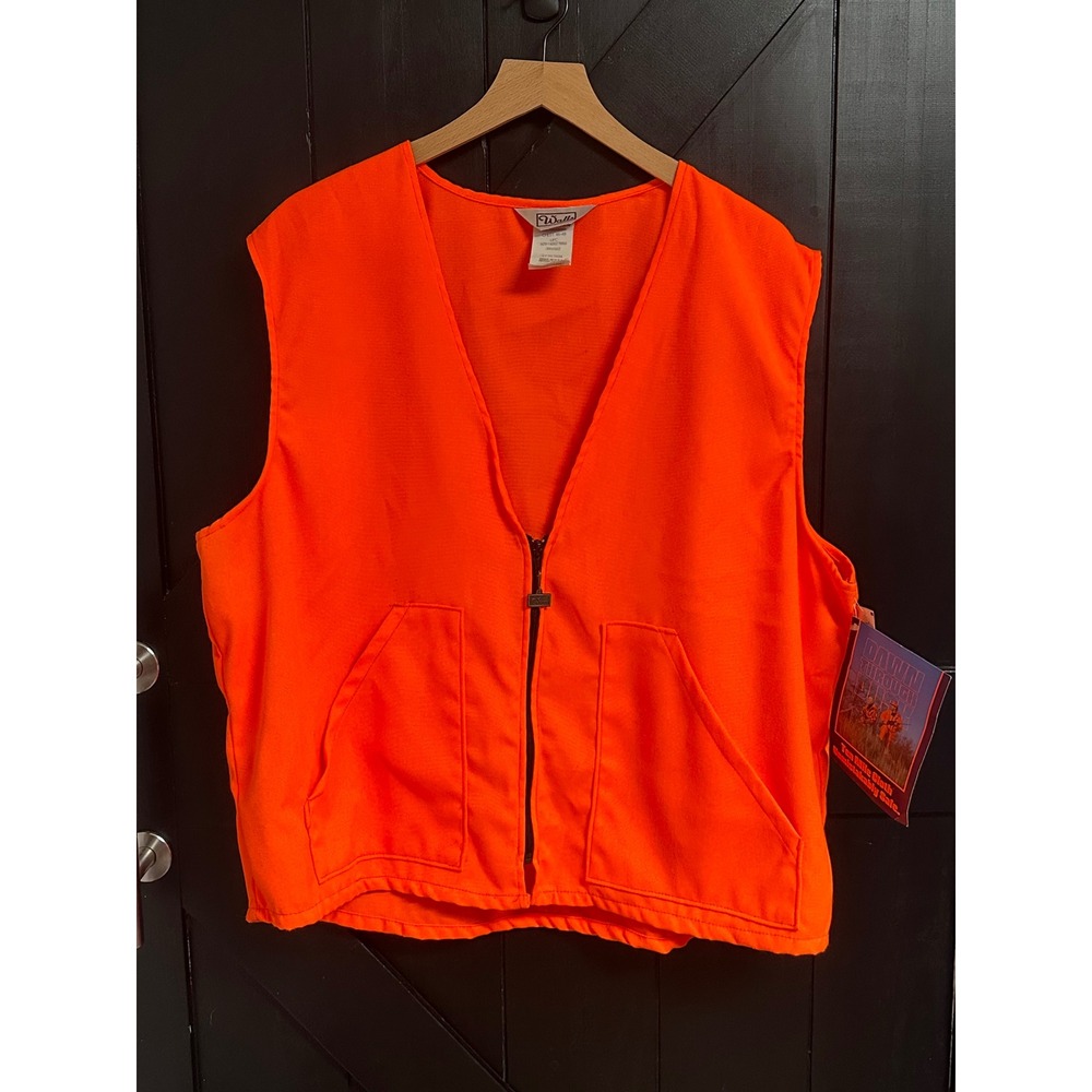 VTG Walls Blaze Orange Hunting Vest 10 Mile Cloth High Vis Zip Front Mens XL NWT